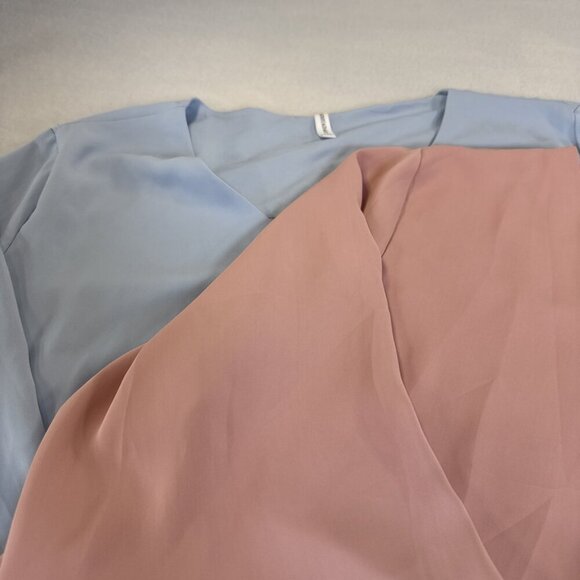 Taohuadao Women Size 2XL Blouse Pink & Blue Top 3/4 Sleeve Set of 2 - Picture 4 of 16